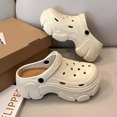 Женские туфли, сандалии на платформе 7 см, повседневные садовые туфли в корейском стиле, высококачественные, уникальные нескользящие пляжные туфли, модные дырчатые туфли