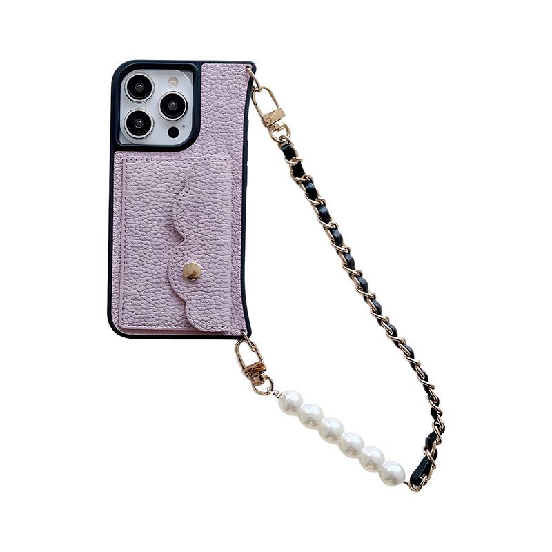 Чехол-ремешок через плечо для iPhone 15/16 Pro Max с отделением для карт и защитой от падений из кожи