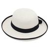 Ladies Black Ribbon Bow Curled Straw Hat Hepburn Style French Lady Spring and Summer Top Hat Hemming Craft Hat
