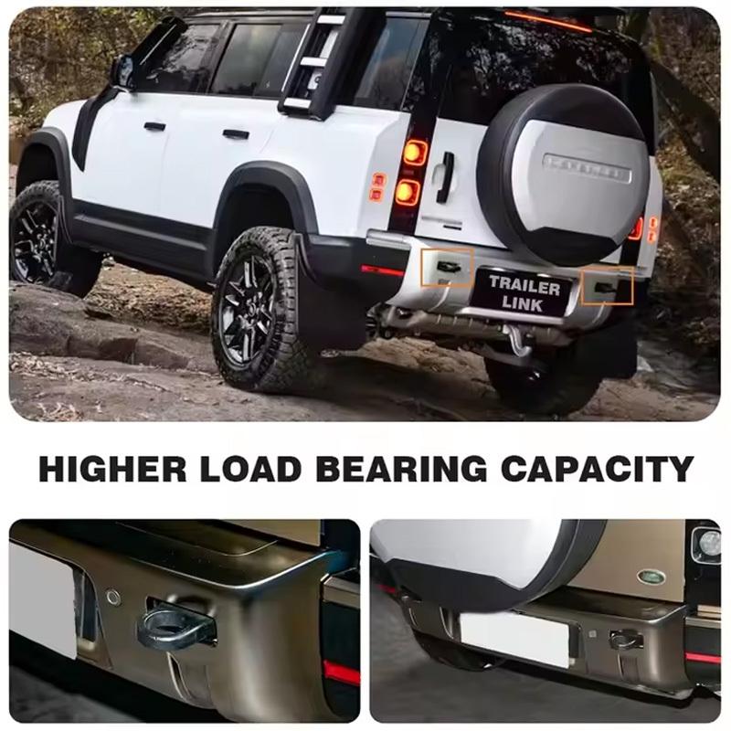 For 2020-2024 Land Rover Defender 90 110 Aluminum Alloy Black Car Tow Hook Bumper Tow Hook D-Rings Rear Trailer Hook Auto Parts