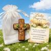 Pocket Size Wooden Prayer Cross with Quote Card Mini Portable Cross for Spiritual Growth and Gifting