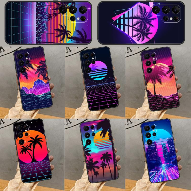 Synthwave Retro 80s Neon Case For Samsung Galaxy S25 Ultra S24 S23 S22 S21 Ultra S9 S10 S20 Plus S24 FE Funda Cover