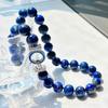 Высококачественное ожерелье из натурального лазурита с крупными бусинами 12 мм, цепочка до ключицы