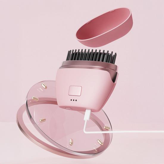 Mini Rechargeable Straightener Brush Portable Travel Lightweight Fast Heating Hot Comb 3 Temperature Setting Adjustable Electric Hair Styling Brush