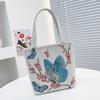 Ethnic Style Embroidered Canvas Cartoon Phone Tote Bag, 2024 Fashion Literary Casual Design.