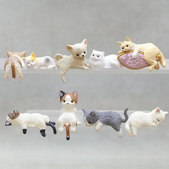 Мини-фигурка кошки, коллекционная фигурка котенка, украшение на торт, настольная миниатюрная скульптура кошки для стола, книжной полки, автомобиля, подарок для детей, любителей кошек