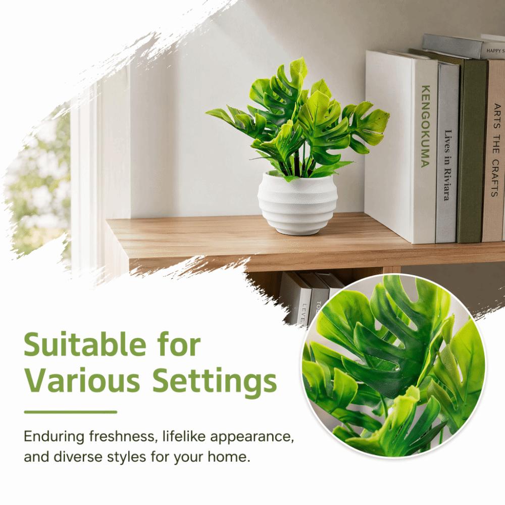 Green Leaves Monstera Leaf Artificial Plant Photo Props Artificial Potted Plant  Desktop Ornament
