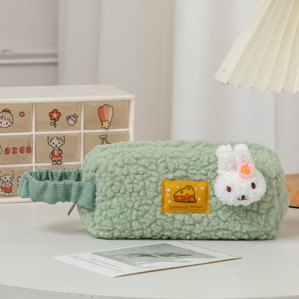 Rabbit Plush Cartoon Pencil Case With Large Storage For Students School Gift