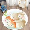 Cute Cartoon Animal Round Door Mat with Bunny Giraffe Fox Patterns Floor Mat for Kids Room Decor Adding Playful Charm