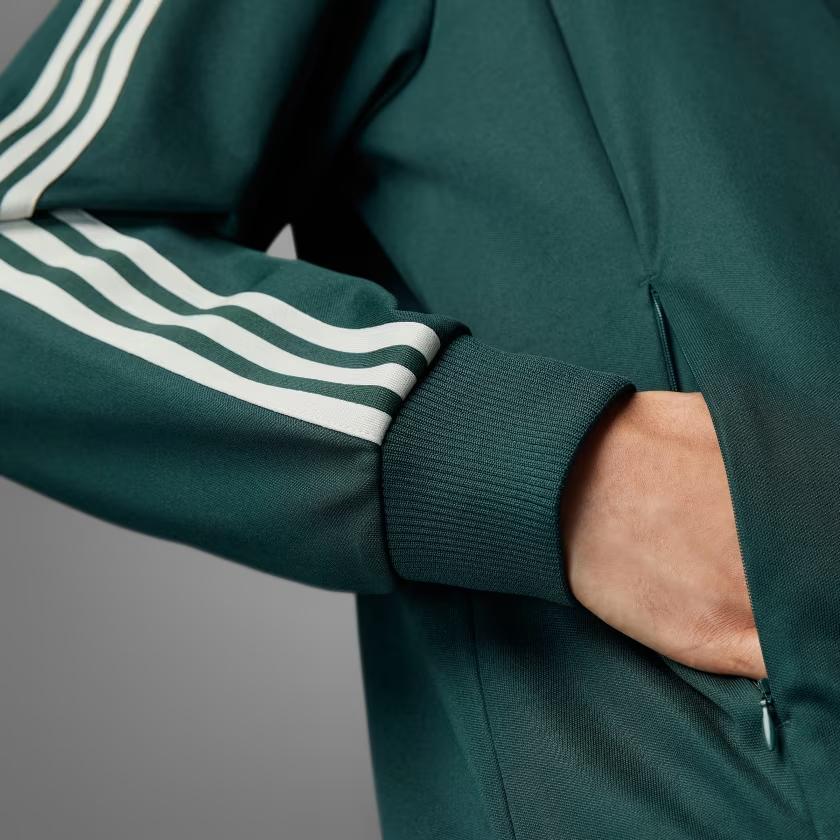 adidas Спортивная повседневная мужская куртка с длинным рукавом и винтажным воротником-стойкой в полоску сбоку, куртка цвета зеленого цвета IT4130