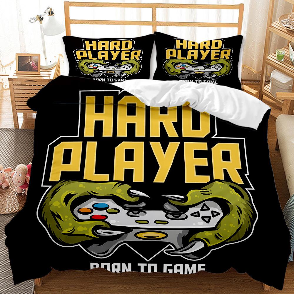 Gamepad Mobile Game Elements 3D Digital Printing Bed Three-Piece Kit Quilt Cover