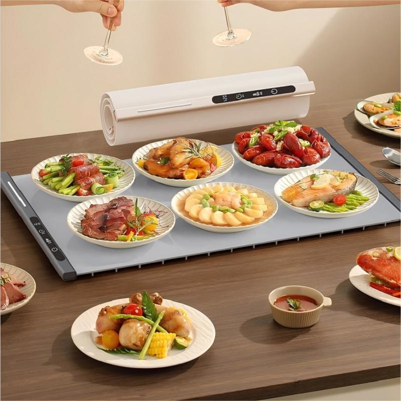 HOMEFISH Portable Electric Food Warming Tray Foldable Warm Mat with 3 Temperature Settings Fast Full Surface Heating for Parties