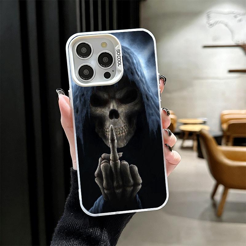 Скелет Жнец Забавный Стиль Мягкий Чехол для Телефона для iPhone 15 16 17 Pro Max 17Air 16E 14 Plus 13 12 Mini Ударопрочная Задняя Крышка