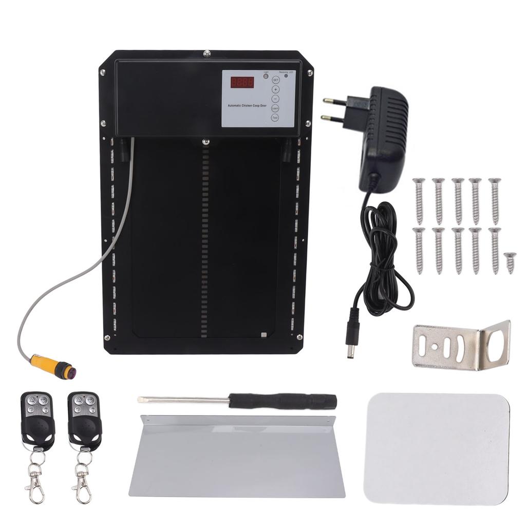 IP44 Автоматическая дверь курятника с подсветкой Инфракрасный антизажимной таймер Датчик света Пульт дистанционного управления