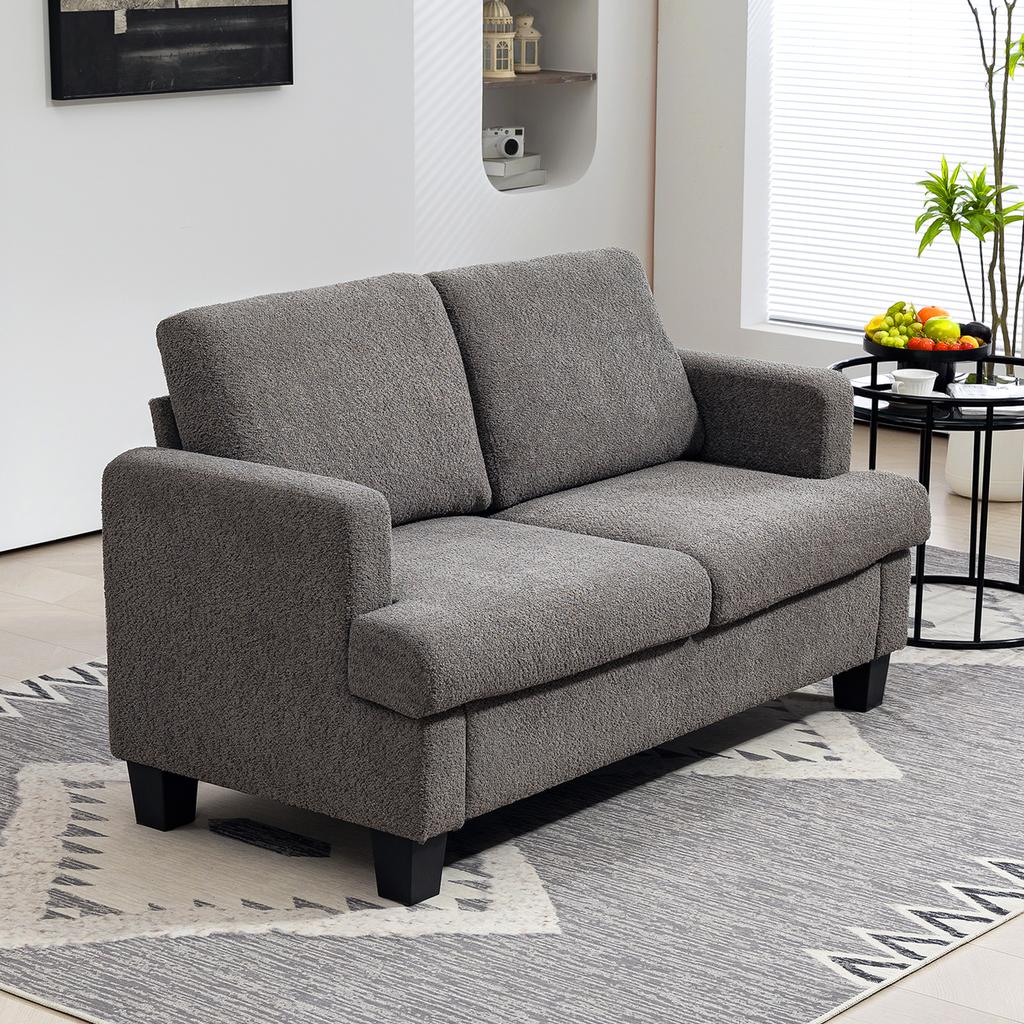 2-Seater sofa 120 cm with removable backrest cushions, chenille fabric for living room, bedroom, office, dark grey