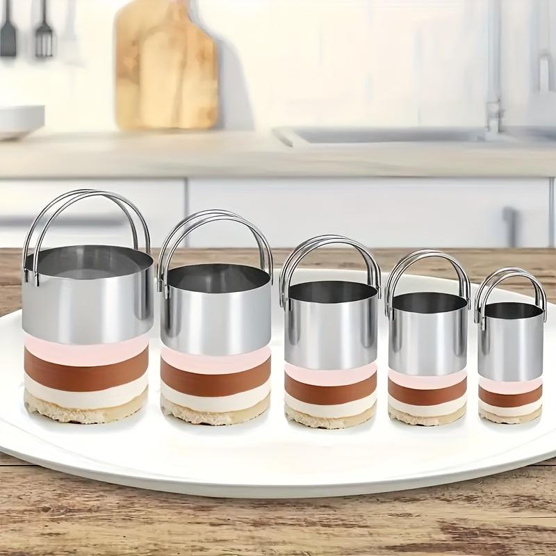 Набор из 5 круглых вырубок для печенья из нержавеющей стали с эргономичной ручкой - Прочные инструменты для выпечки для идеально сформированной выпечки, печенья и теста