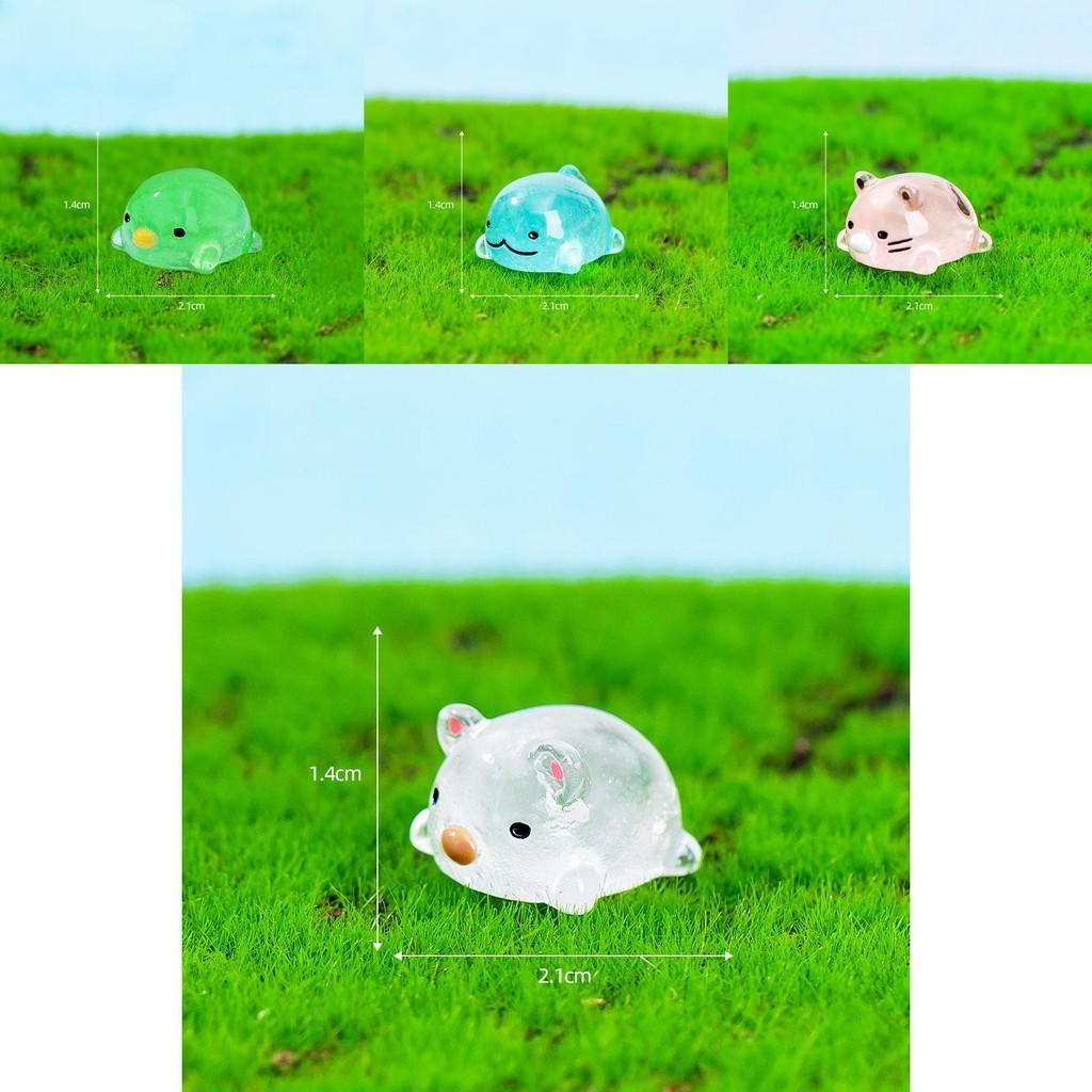 Cute Glow-in-the-dark Resin Animal Miniatures For Diy Micro Landscape Decor