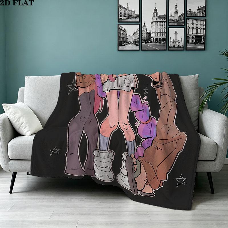 1PC Kpop Demon Hunters Patterned Flannel Blanket Suitable For All Seasons For Home Decor Warmth And Comfort Gifts Holiday Present