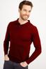 Мужской свитер больших размеров Мужской базовый свитер с воротником-поло Тонкий трикотаж Свитер Бордовый красный