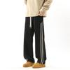 Весенне-осенние новые длинные брюки мужские свободные и универсальные на кулиске прямые с двумя лампасами спортивные драпированные спортивные штаны мужские