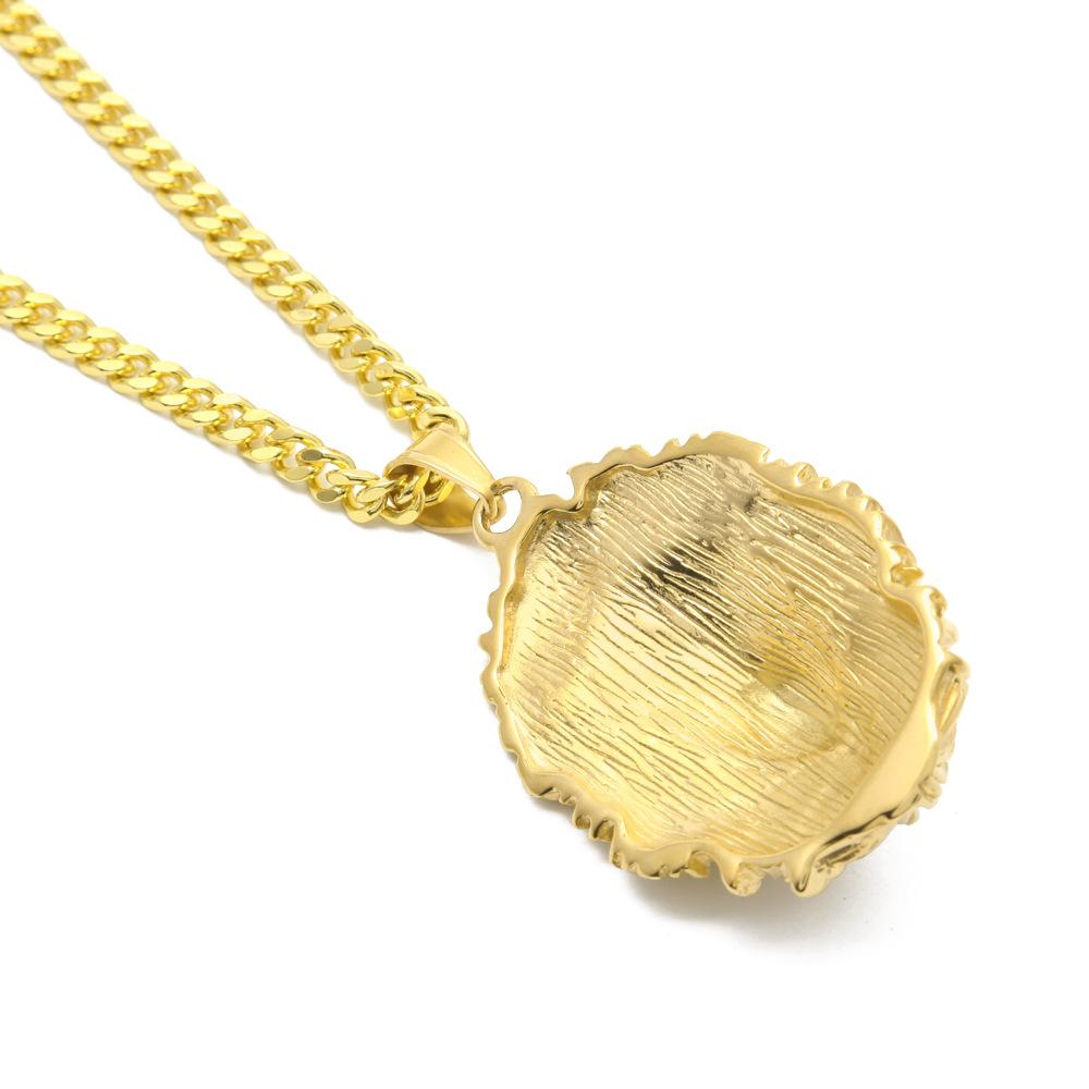 European Hip Hop Full Diamond Lion's Head Pendant Necklace Men's Personality Diamond Animal Stainless Steel Cuban Link Chain Accessories