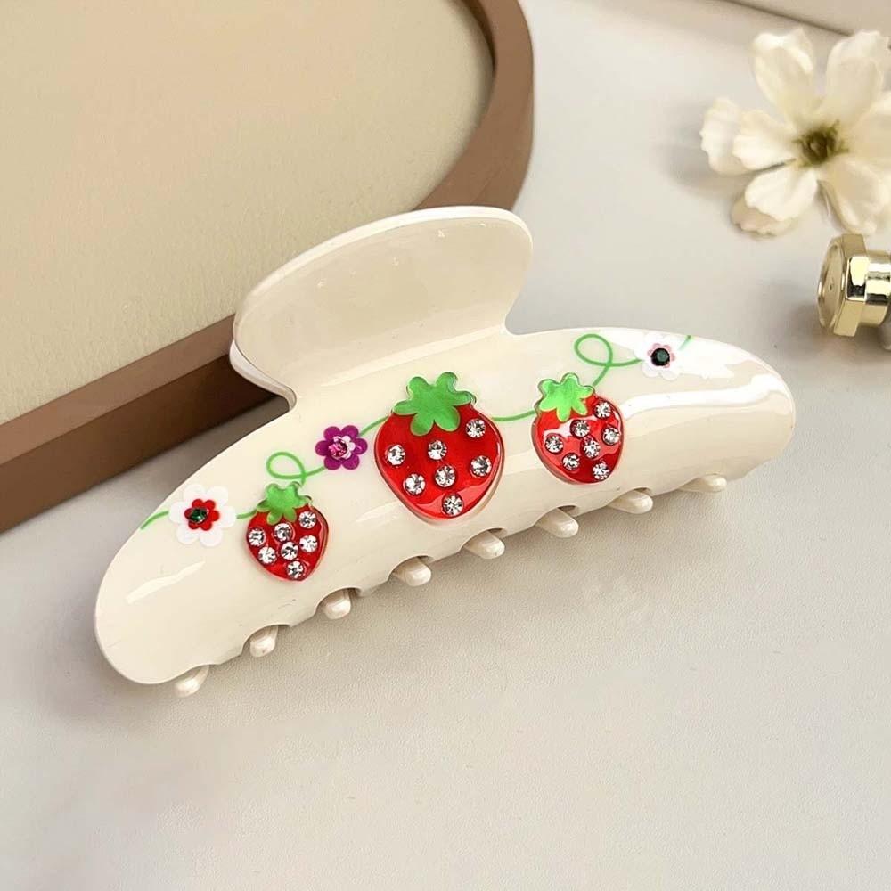 Korean Style Rhinestone-inlay Hair Claw Iridescent Acrylic Hair Claw Women Shark Clip Head Wear