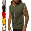 Mens Hooded Casual Tank Top Plain Bodybuilding Muscle Sleeveless Sweatshirt Vest