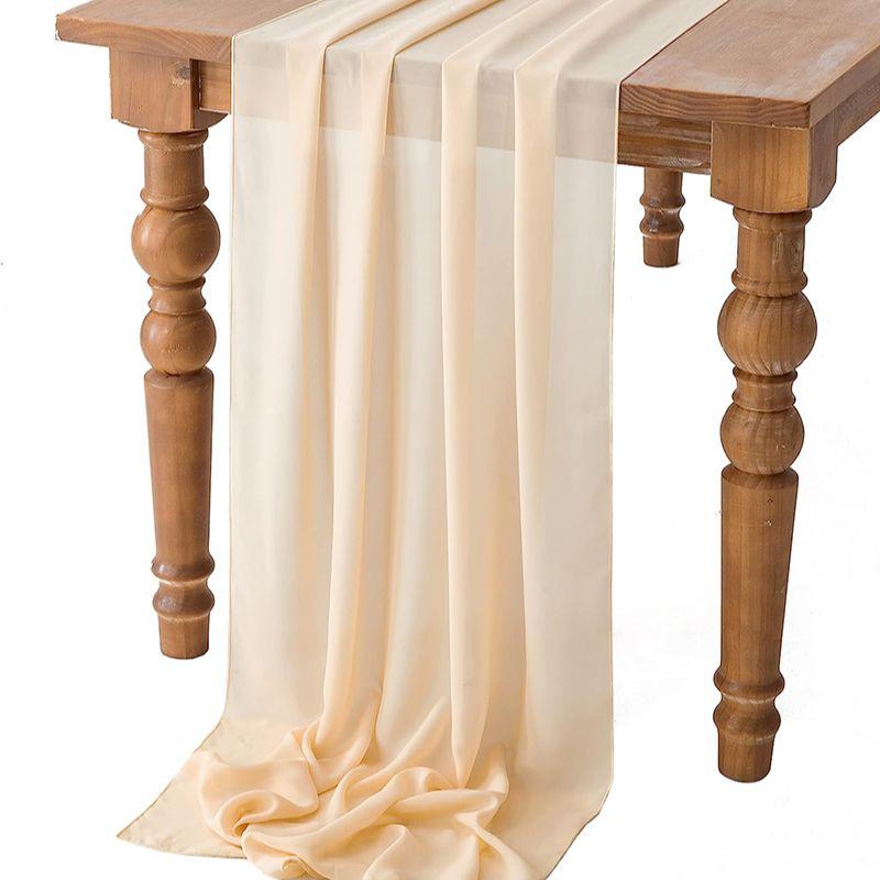 Белая шифоновая дорожка для стола Свадебные украшения для вечеринки по случаю рождения ребенка День рождения Рождество День благодарения Хэллоуин Мероприятия Товары