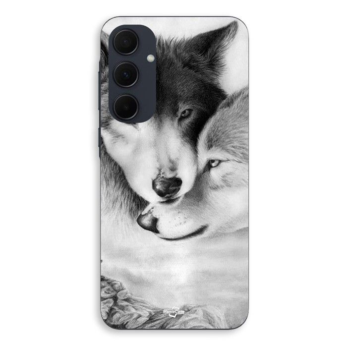 Coque Pour Samsung galaxy A35 Le loup et la louve Animal noir et blonc Maniacase