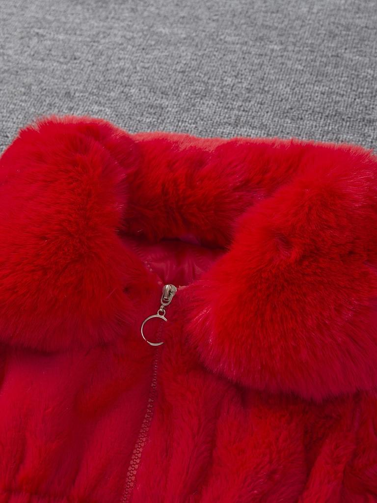 Девочковая осенне-зимняя куртка-свитер с помпоном из искусственного меха