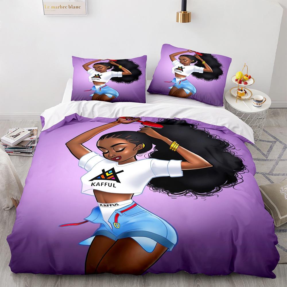 African Girls Bedding Sets Quilt Bed Cover Comforter Duvet Cover Pillow Case 2-3 Pieces Sets Kids Adult Bedroom Decoration
