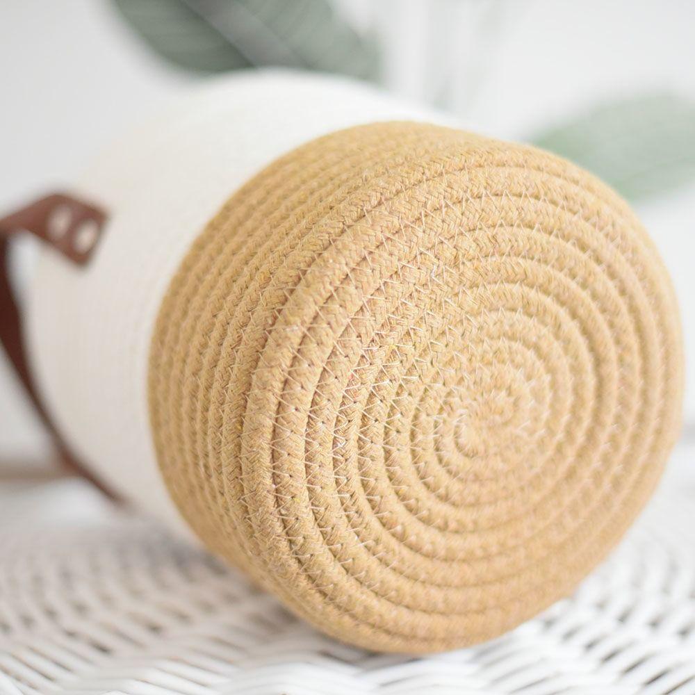 Cotton Rope Hand Woven Hanging Baskets Natural Wicker Plant Flower Pot Snack