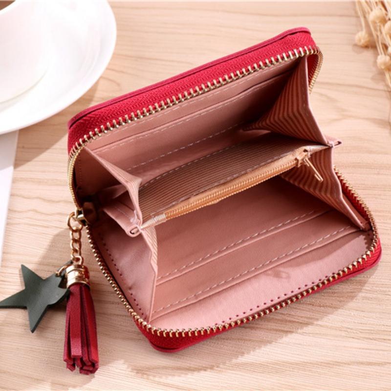 Женский маленький кошелек, женский мини-кошелек с кисточками, милая девушка, короткая молния, прекрасный кошелек для монет из искусственной кожи, женский ручной кошелек, кошелек