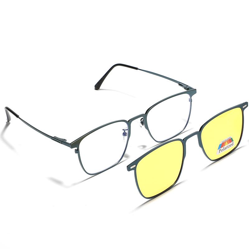 Квадратные очки, металлические поляризованные солнцезащитные очки, очки ночного видения для водителей, универсальные солнцезащитные очки с небольшой оправой, закрывающие лицо для женщин