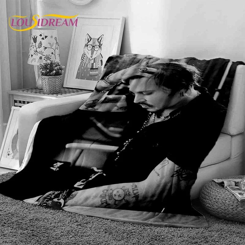 3D Printing Johnny Depp Star HD Soft Blankets,Keep Warm Throw Blanket Comfortable Blanket for Picnic Beds Sofa Home Bedroom Gift
