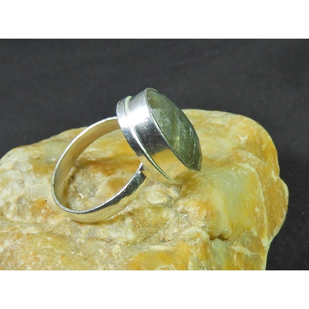 Винтажное кольцо ручной работы из стерлингового серебра 925 пробы с натуральным лабрадоритом овальной формы US-8.5 MK-102