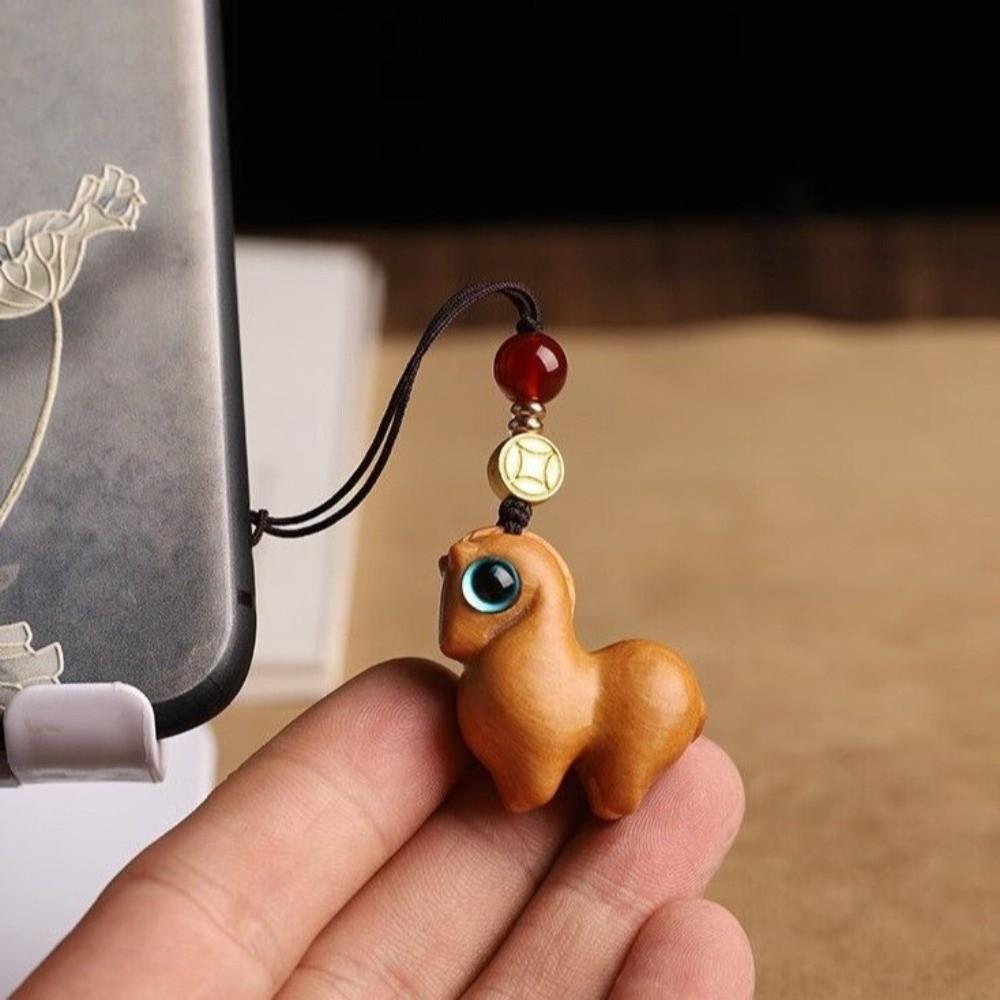 Cartoon Bag Pendant Sandalwood Chinese Style Key Ring Becoming Rich Horse Key Chain New Year