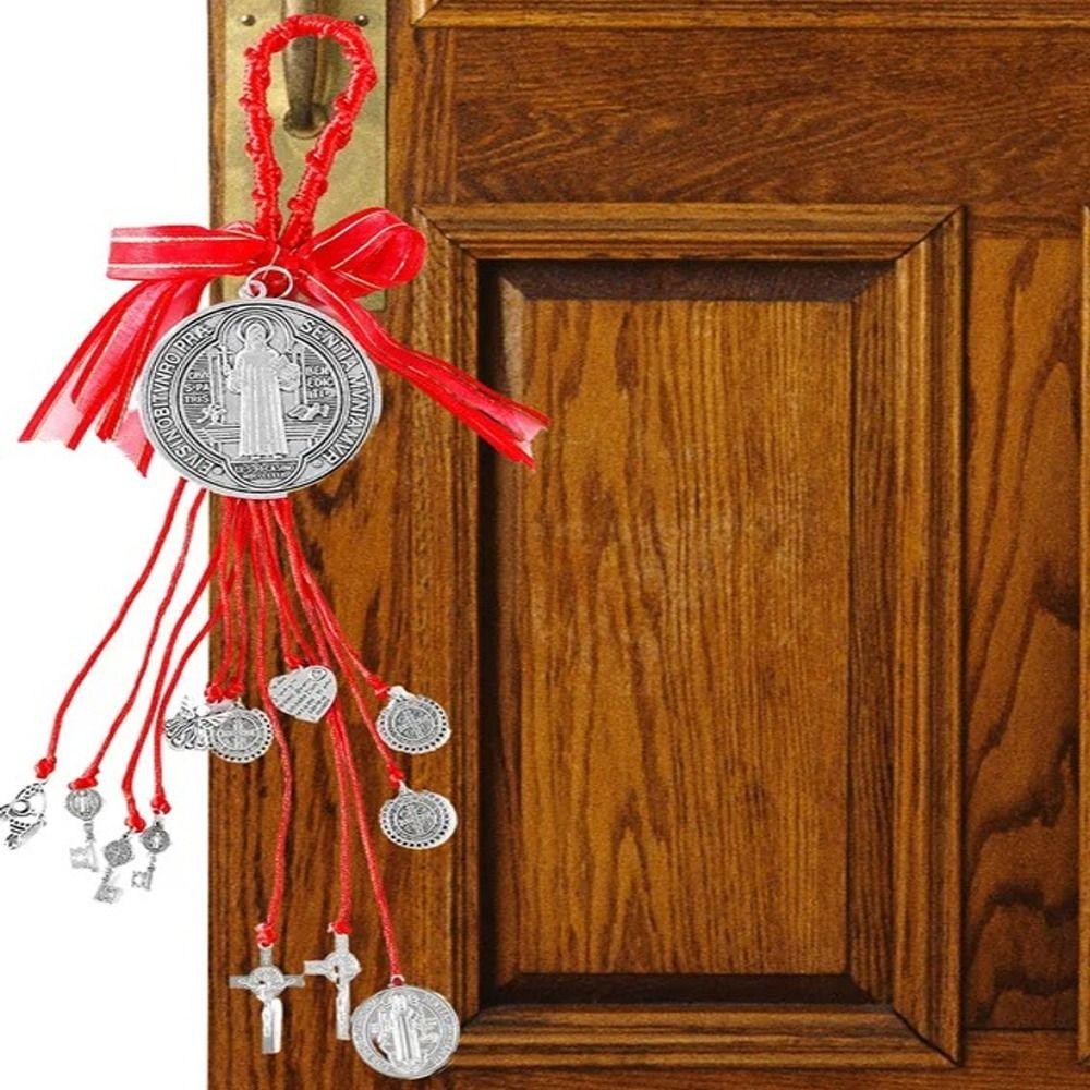 Винтажный кулон-медальон Святого Бенедикта Молитвенный сплав Католические подвесные украшения Благословение Католический Сан-Бенито Медаль Крест