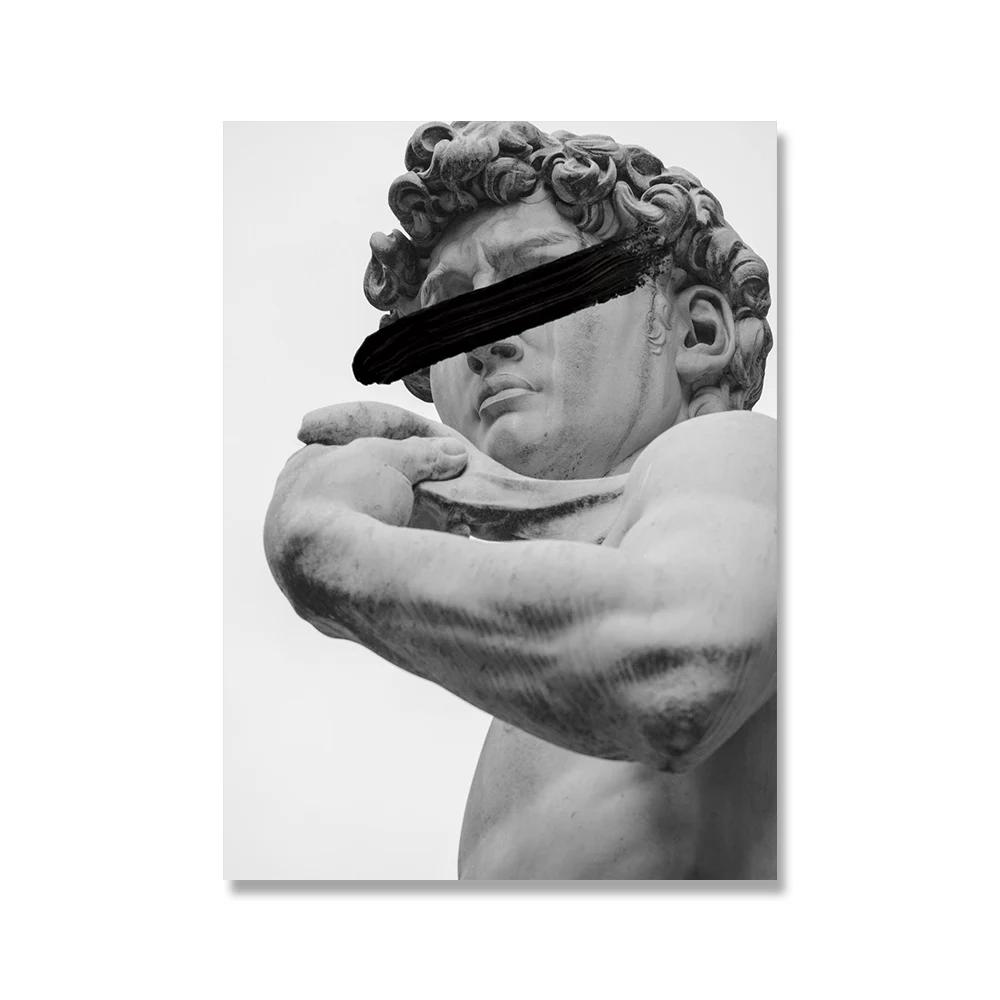Современная мраморная скульптура Аполлона Настенное искусство Дэвид Граффити HD Холст Постеры Принты Домашний декор Спальня Гостиная Подарки