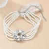Multi-layer Imitation Pearl Necklace with Glass Diamond Flower - European & American Style Jewelry