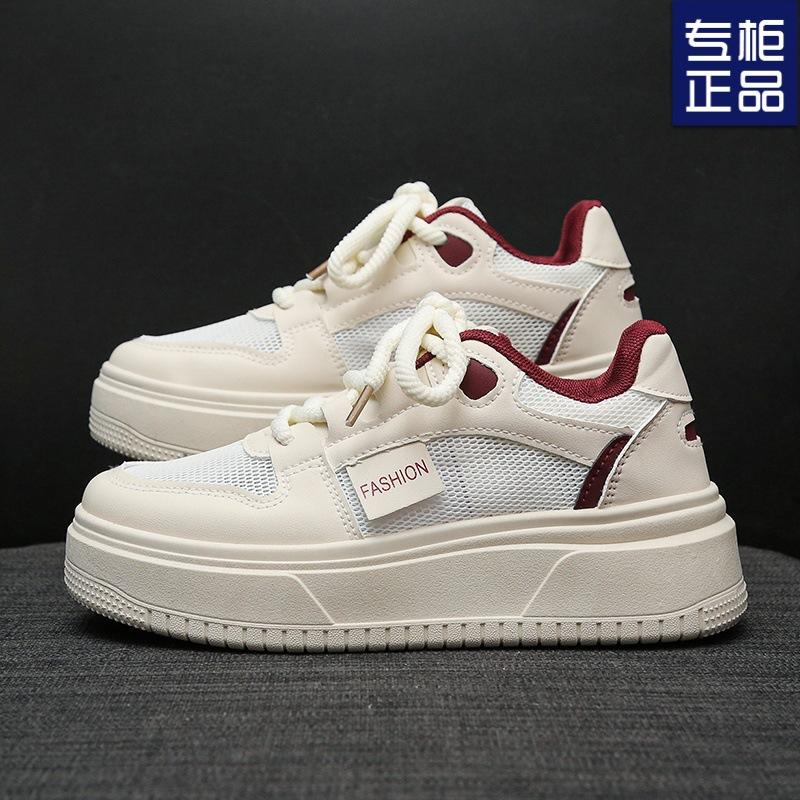 Популярные белые туфли на платформе женские летние 2025 года дышащие женские туфли спортивные универсальные туфли с увеличенным размером нишевая женская повседневная обувь