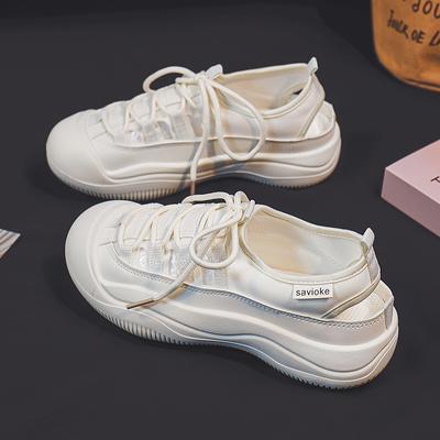 Полые парусиновые туфли женские летние новые студенческие белые туфли женские плоские нескользящие дышащие туфли для серфинга