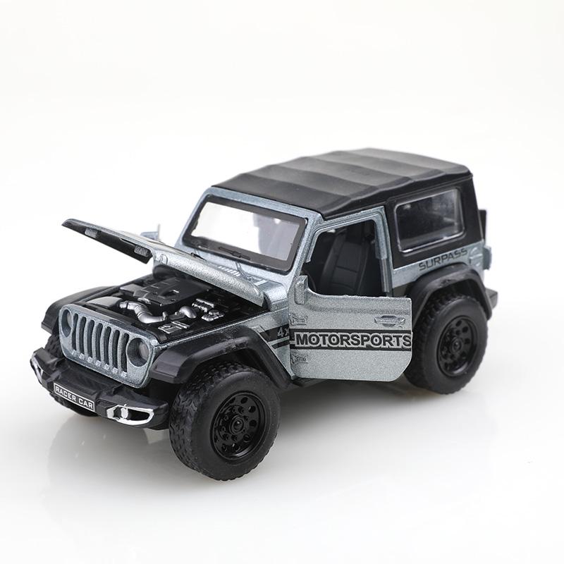 (Упакованный) Игрушечный автомобиль Jeep Wrangler Четырехдверный Внедорожник, Масштаб 1/36, С механизмом обратного хода, Литой Металл, Игрушка для Мальчика, Мощный Механизм Обратного Хода.