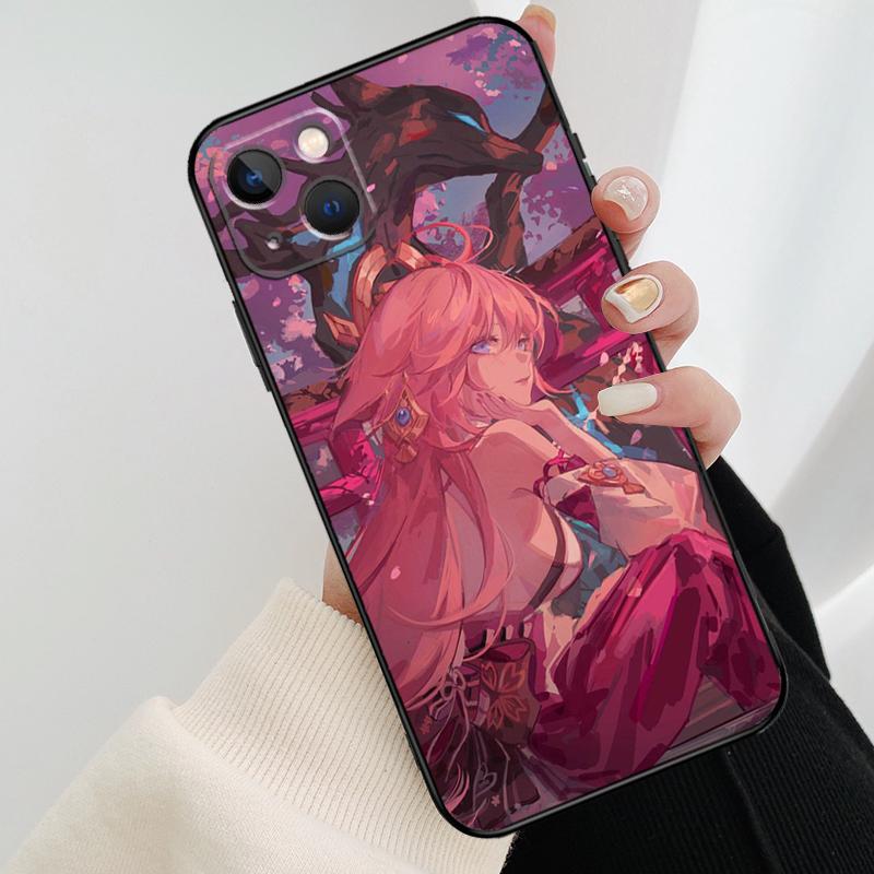 Чехол для телефона Yae Miko Genshin Impact для iPhone 17 Pro Max 14 13 12 11 15 16 Pro Max mini 16 15 Plus 16e 17 Air