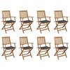 VidaXL Set of 8 Outdoor Folding Chairs with Cushions, Patio Seats, Dining Chairs, Patio Furniture 3075085