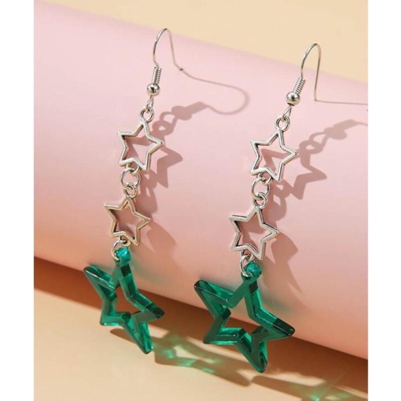 Star Dangle Earrings for Women Girl Long Hollow Star Fringe Earring Sparkle Star Jewelry Pentagrams Stud Earring Gift