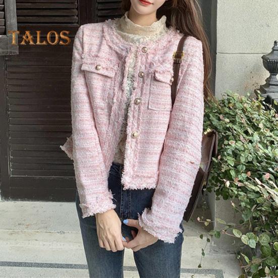 Женская куртка в стиле знаменитостей, короткая, с круглым вырезом, длинными рукавами, однобортный кардиган, рваное пальто, верхняя одежда осень-зима