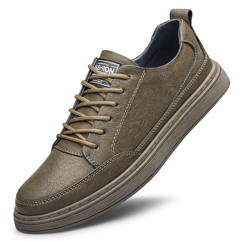 New Mens Breathable Casual Leather Board Shoes Genuine Leather Outdoor Antiskid Walking Shoes Flat Designer Lace-Up Oxford Shoes