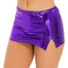 Women Shiny Wet Look Split Mini Skirt Bodycon Short Pencil Skirts Sexy Clubwear Night Club Rave Pole Dance Costume