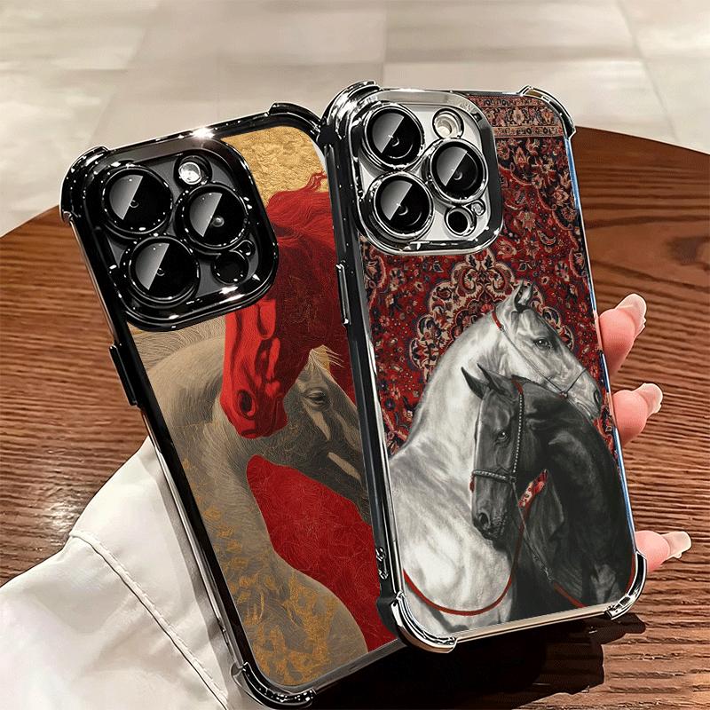 Эстетика Искусства Лошади Покрытие Чехол Для Телефона Для Iphone 16 17 Pro Max Air 16E 14 15 Plus 12 13 Mini Противоударная Подушка Безопасности Чехол